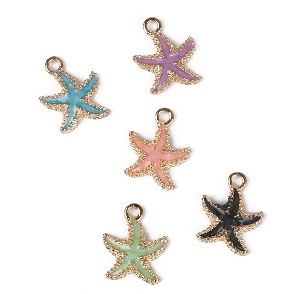 9-12Pcs Multi-Styles Starfish Shell Conch Crown Enamel Charms Pendant For Jewelry Making DIY Bracelet Necklace