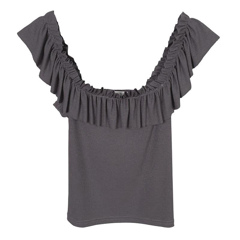 Korean Dongdaemun Off-Shoulder Ruffle Crop Top: Slimming, Sexy, Pure Desire Style for Women