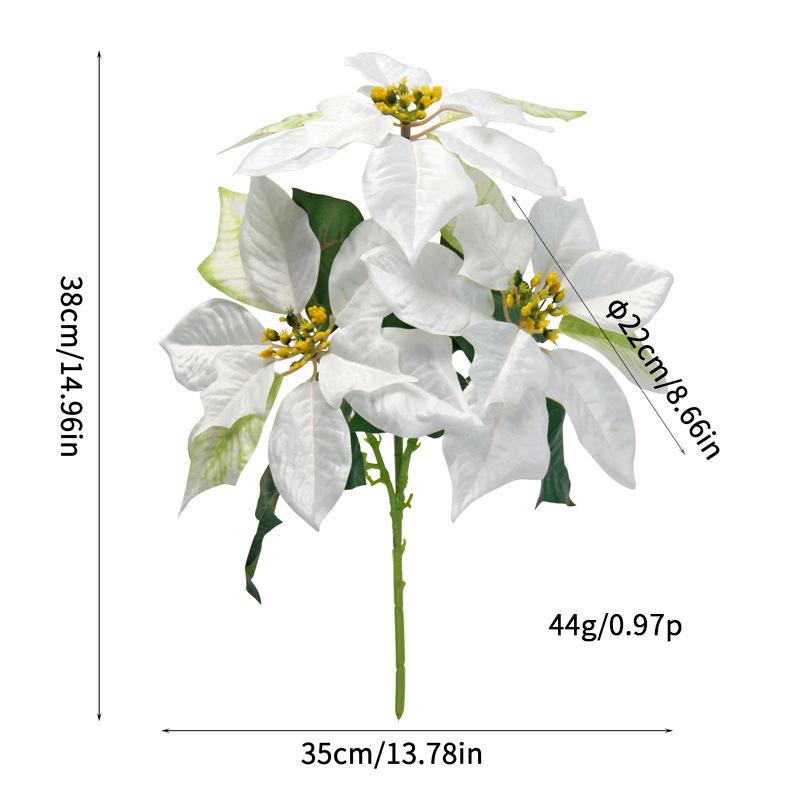 Poinsettia Artificial Flowers for Christmas Window Decorations - 3 Bouquets, 6 Colors - Perfect for Parties & Arrangements