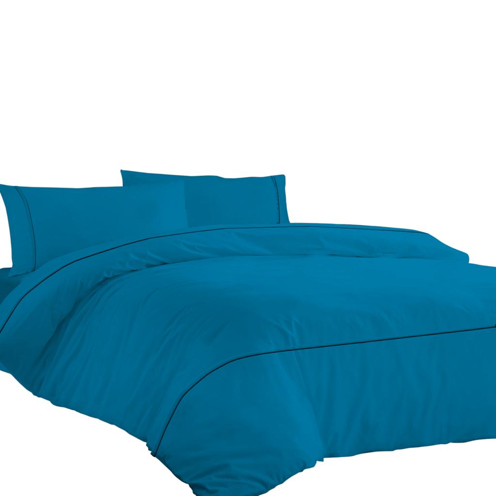 Aukščiausios kokybės 600TC egiptietiško medvilnės antklodės užvalkalų komplektas su stilingais horizontaliais kantais (3 vnt. rinkinys: 1 antklodės užvalkalas ir 2 pagalvių užvalkalai) - Kelių dydžių ir spalvų