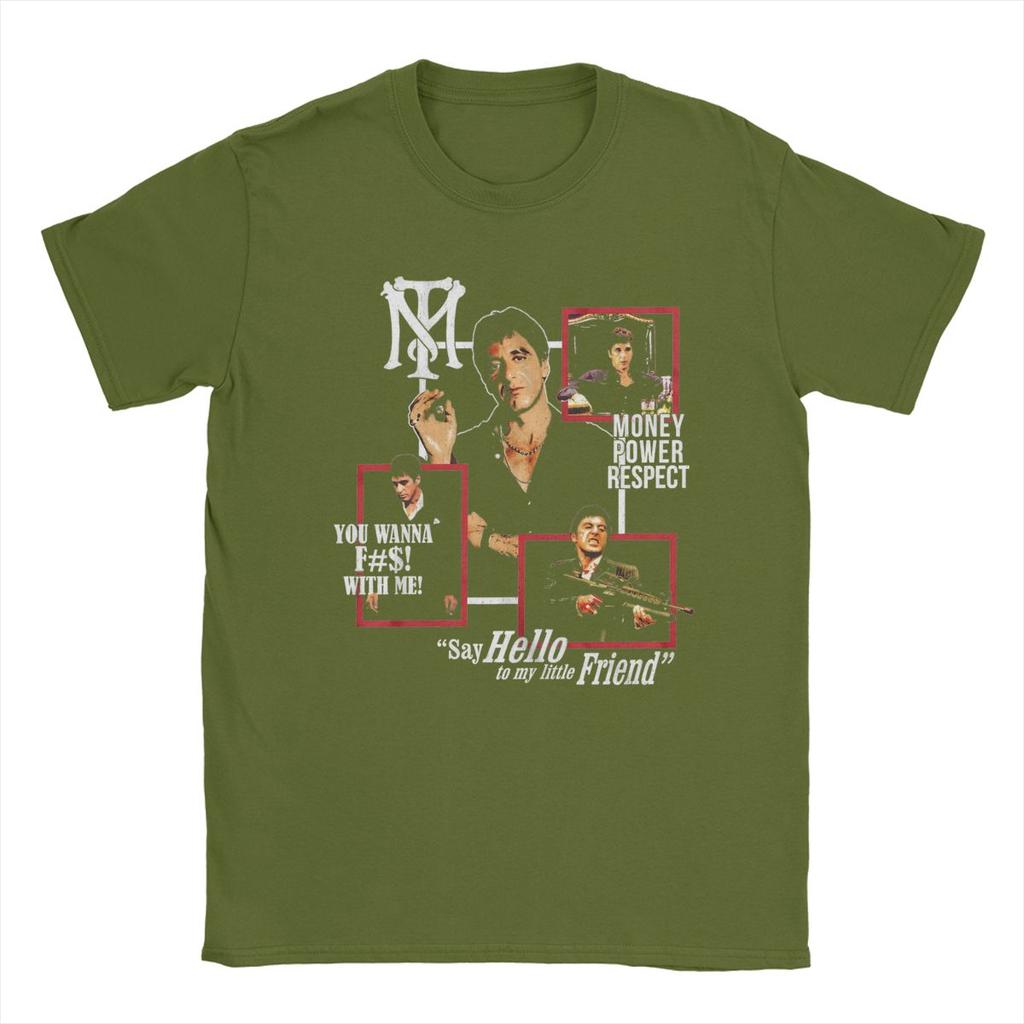 Scarface T Shirts Men's Cotton Vintage T-Shirt Round Neck Movie Tees Short Sleeve Clothes Gift Idea