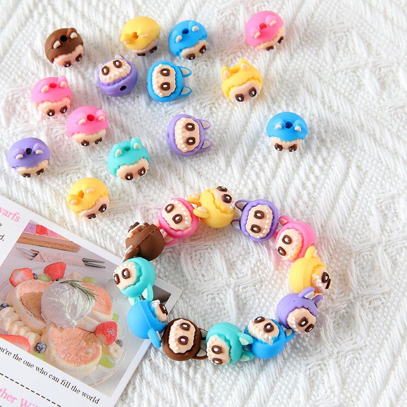 2Pcs Cute Labubu Gel Pen Cute Cartoon Diy Bead Neutral Pen Student Writing Pen Stationery Christmas Gift Student Stationery