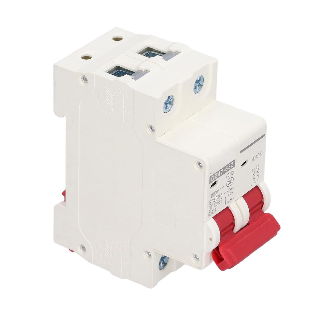 DC Miniature Circuit Breaker 2P Solar PV System Isolator DIN Rail Mount 1000V 32A DZ47‑63Z C32
