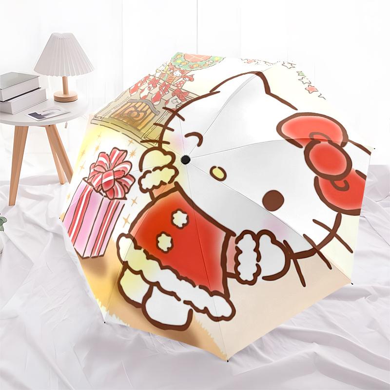 

1pc Hello Kitty Christmas Edition Automatic Opening/Closing Umbrella with Foldable Design, 8-Rib Iron Frame, Outdoor Use, Festive Gift for Fans, Trave