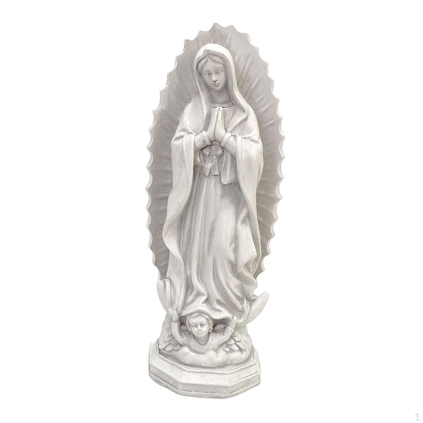 

Statue Blessed Mother Figurine Resin Small Multipurpose Hand Painted Decoration Tabletop 7.3x18.8cm сірий колір