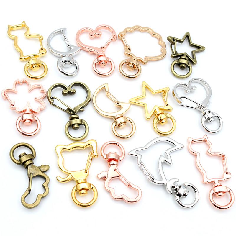 10pcs Random Mixed Snap Hook Trigger Clips Buckles For Keychain Lobster Clasp Hooks for Necklace Key Ring Clasp Jewelry Supplies