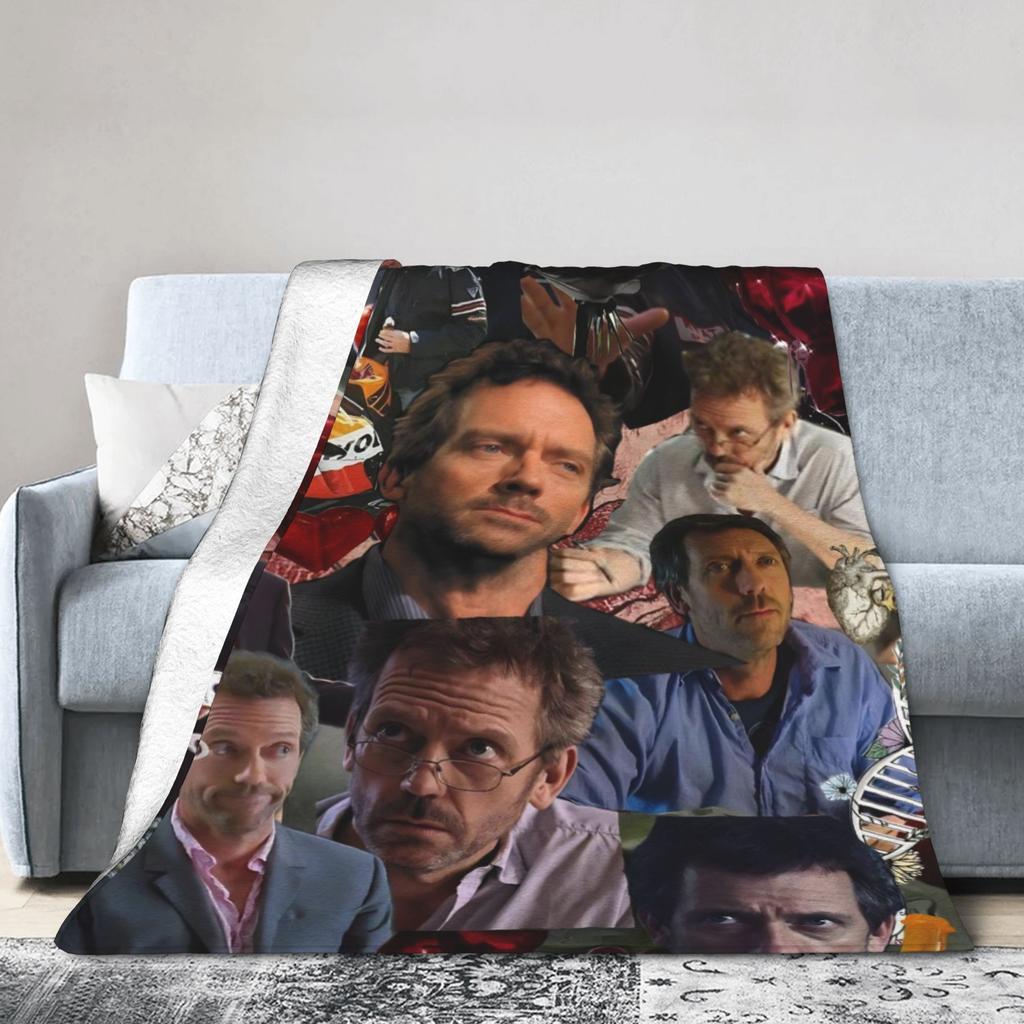 Soft House MD Dr Gregory House Throw Blanket Premium Flannel Fleece Lightweight Bed Blanket Cozy Fluffy Blankets All Season Use