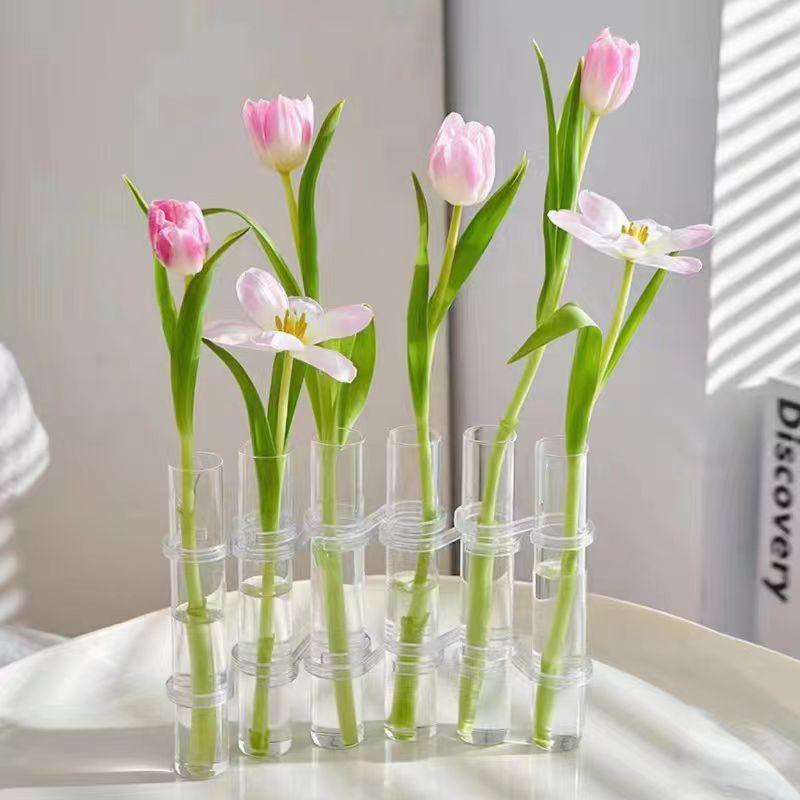 Glass Test Tube Vase – Creative Transparent Hydroponic Flower Stand for Balcony Ornaments