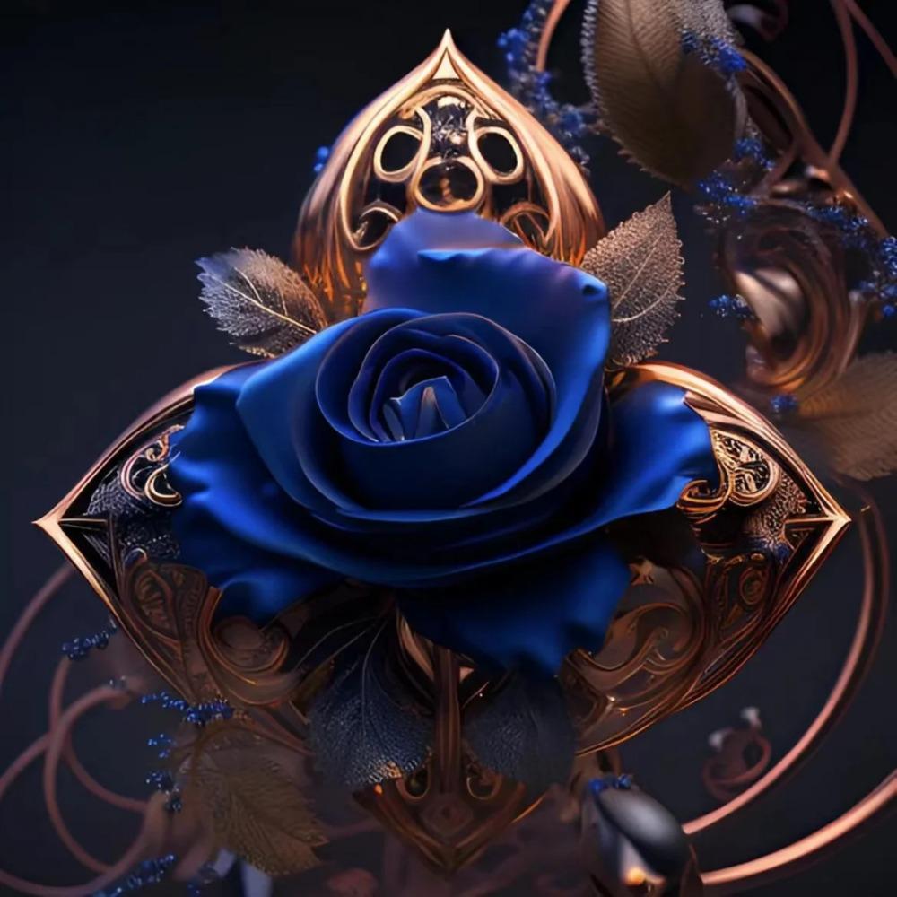 Diamant-Gemälde voller Bohrer, süßes Tier, rundes Diamant-Gemälde, handgefertigt, blaue Rose, Diy-Diamant-Mosaik-Gemälde, Heimdekoration