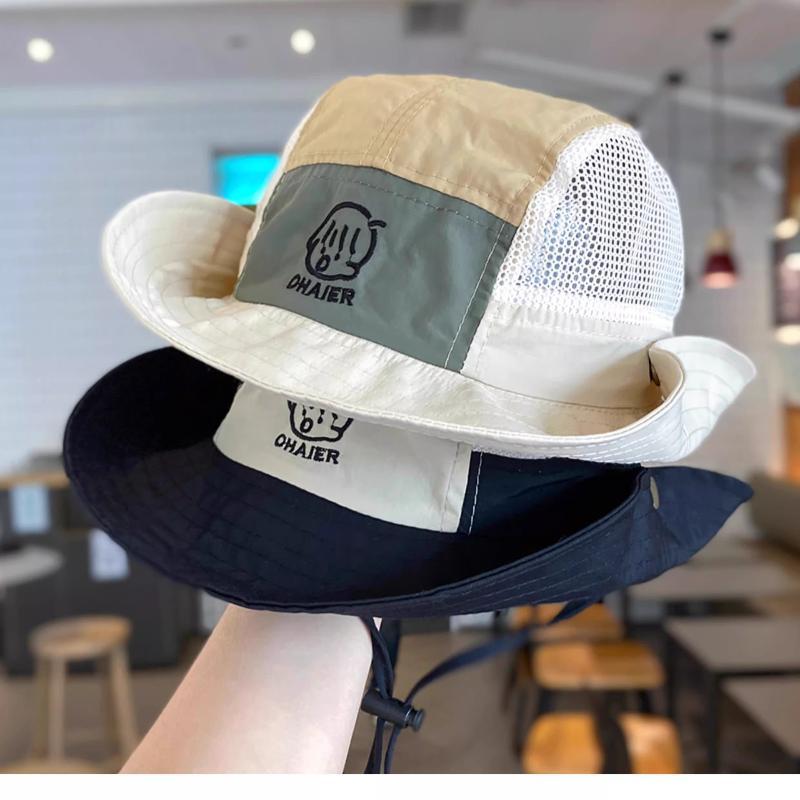 Kids Wide Brim Bucket Hats Quick Drying Thin Mesh Sun Hat Adjustable Drawstring for Summer Holiday Seaside Vacation