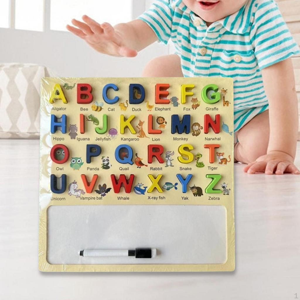 Alphabet Puzzle Board 30x30cm Interactive Preschool Learning Valentines Day Gifts for Kids