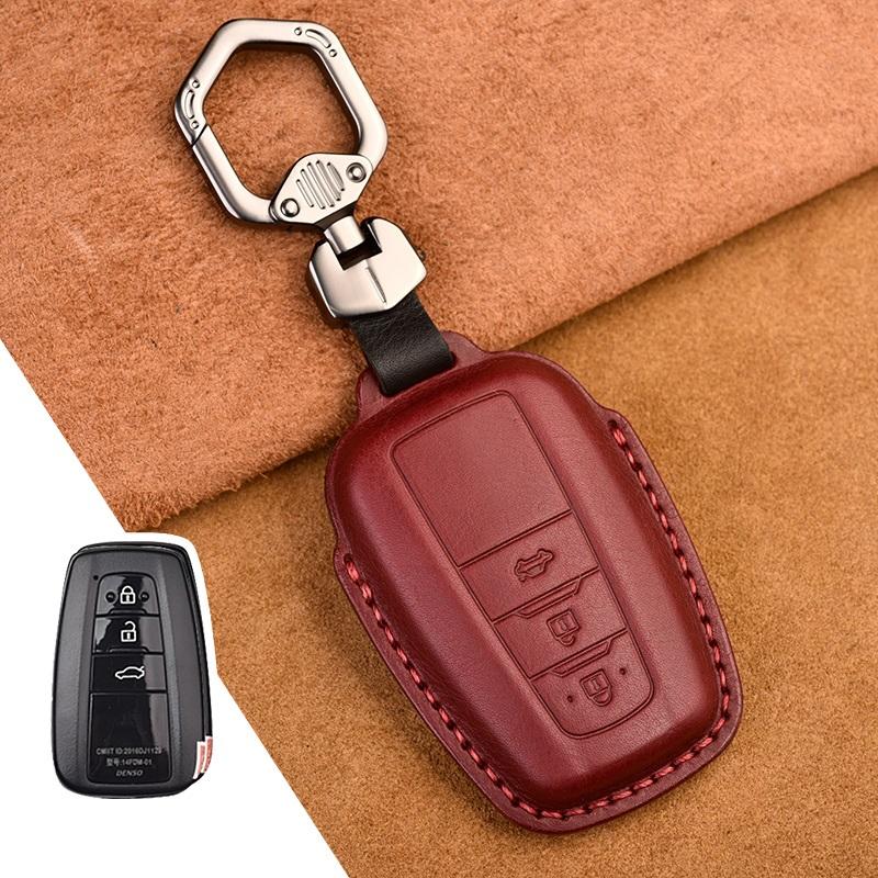 Echtes Leder Auto Fernbedienung Schlüsselanhänger Hülle Für Toyota Camry Prius Corolla C-HR CHR RAV4 Avalon Land Cruiser Prado
