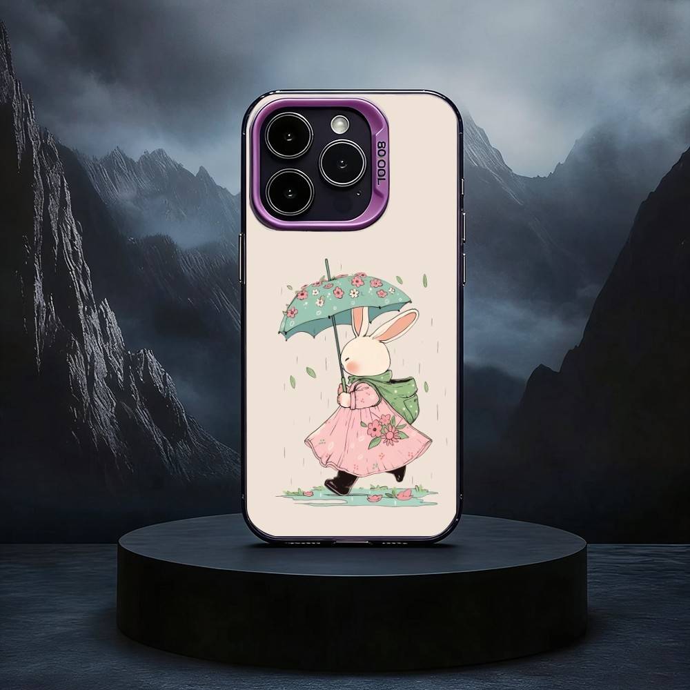 C-Cute R-Rabbit Phone Case For iPhone17,16,15,14,13,12,11 Plus,Pro Max Black Candy silver phone case