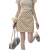 Damska spódnica midi z wysokim stanem w retro kropki na rok 2024 - Wyszczuplający, wszechstronny fason A na lato