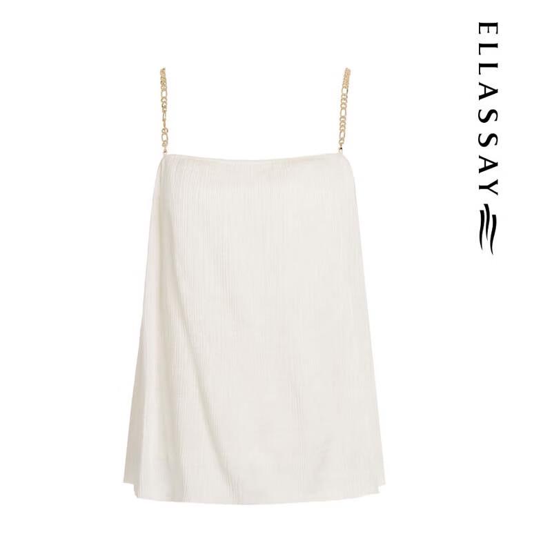 ELLASSAY Pleated Textured Chain Strap Camisole Top