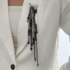 European and American Cross-border Hip-hop Ins Style Crystal Bead Tassel Chain Brooch Design Sense Suit Pin Decoration
