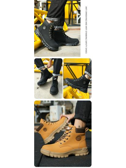Men's Wear-Resistant Steel Toe Work Boots: Anti-Smash, Anti-Puncture, Non-Slip Safety Shoes