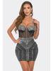 European-American Sexy Sheer Patchwork Bodycon Camisole Dress with Hot Drill Design