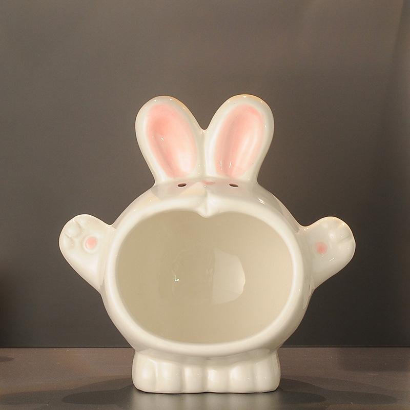 Cartoon Cute Big Mouth Rabbit Sculpture Entrance Hall Key Storage Tray Decorative Home TV Cabinet Candy Bowl Ceramics Ornaments 3290₽