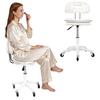 360 Degree Swivel Rolling Chair Office Desk with Wheels, Armless Faux Leather Vanity Drafting Back, Height Adjustable Computer Task for Home