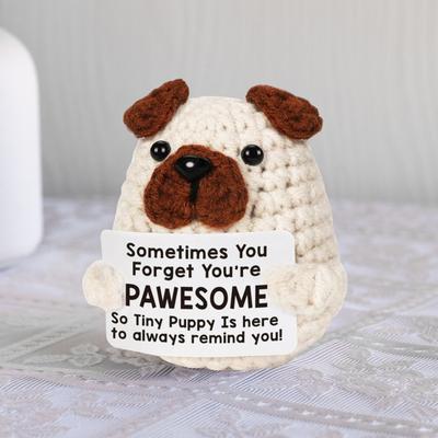 Păpușă croșetată pozitivă, mini inspirațională, lucrată manual, cu suport emoțional pentru animale, croșetată, cu card de încurajare, cadou pentru prietene, femei