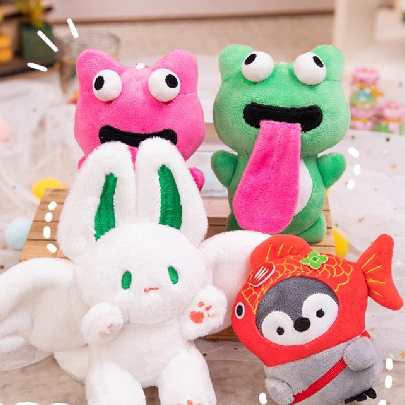 Flying Penguin Rabbit Plush Toy Keyring With Adorable Faces