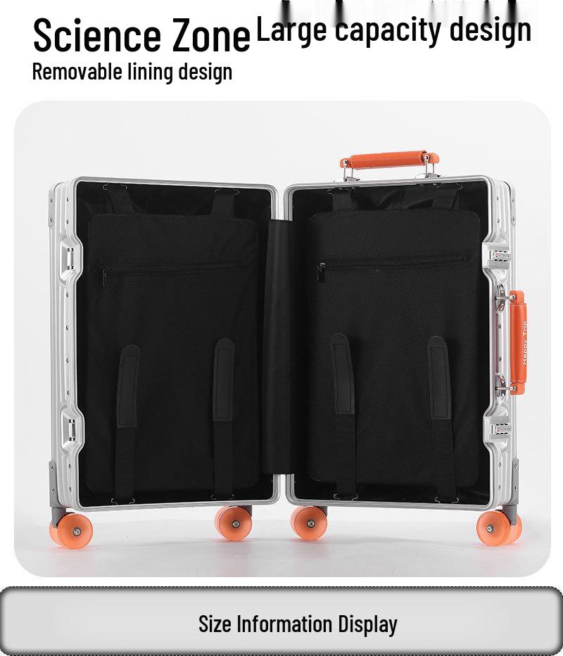 20" Aluminum-Magnesium Alloy Suitcase with Leather Handle - Jelly Wheel Design