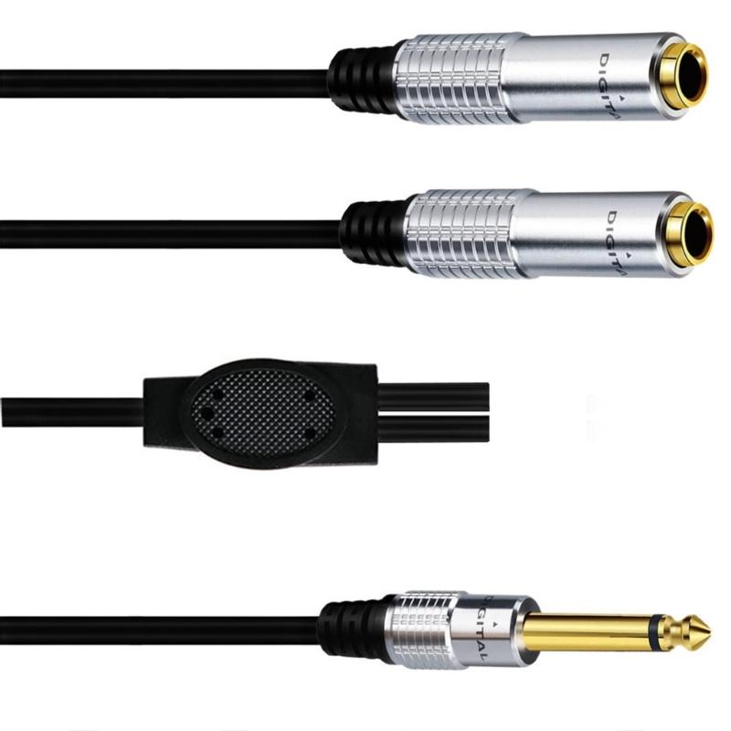 6.35mm Guitar Signal Y Splitter Cable 1/4" Male To Double Mono 1/4" Female Adapter Speaker Headphone Extension Cable