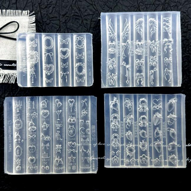 Cross-border Nail Art Silicone Mold - Heart Frame, Angel Wings, Rabbit, Zoo, Strawberry Design