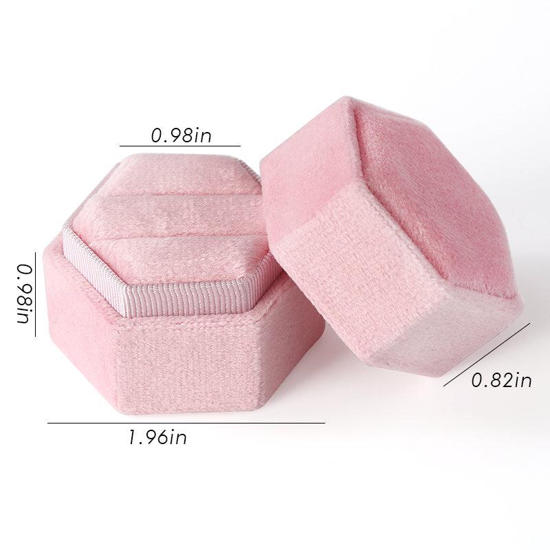 Hexagon Square Shape Velvet Jewelry Box Double Ring Storage Box Wedding Ring Display For Woman Gift Earrings Packaging