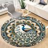 1 Stück Pfauen-Mandala Rundes Büroteppich, Matte Geeignet Für Büro, Unter Bürostühlen Schlafzimmer Wohnzimmer Heimdekoration, Zimmerdeko