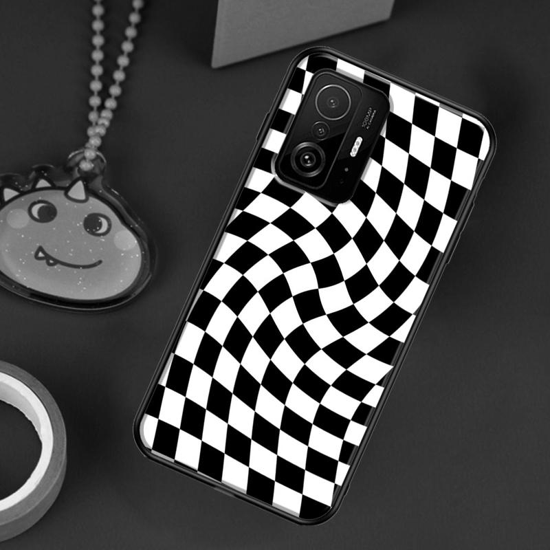 Schachbrettmuster Senfgelb Hülle für POCO F5 X5 X3 Pro X4 F4 GT F3 M5s C40 Hülle für Xiaomi 13 12 Lite 11T 12T Pro 12X