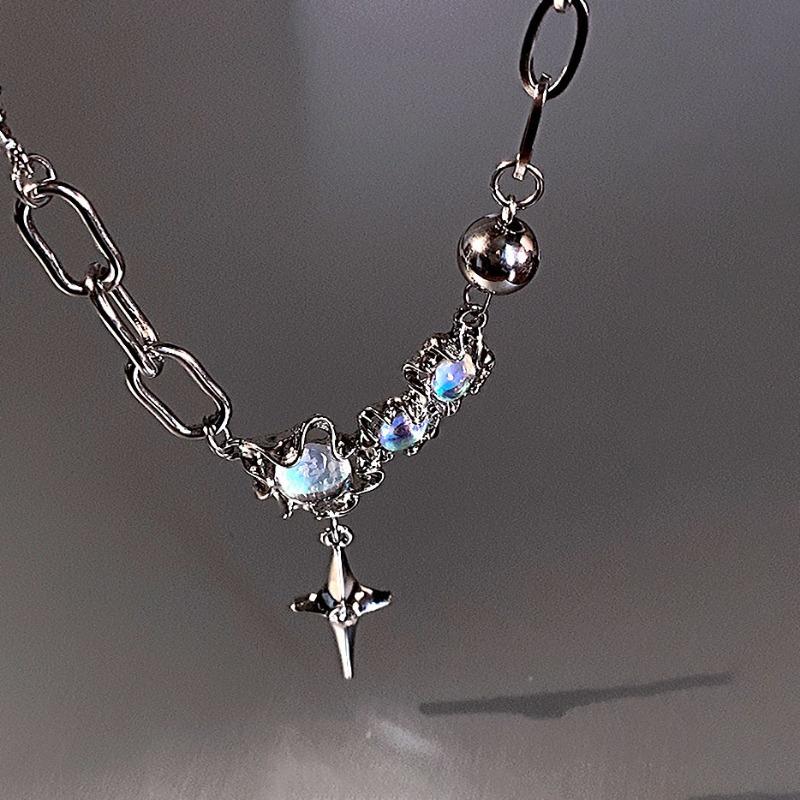 

Moonstone Mangxing Necklace Women s Tide Niche Design High Sense Versatile Sweater Chain Sweet Cool Spice Girl Collarbone Chain