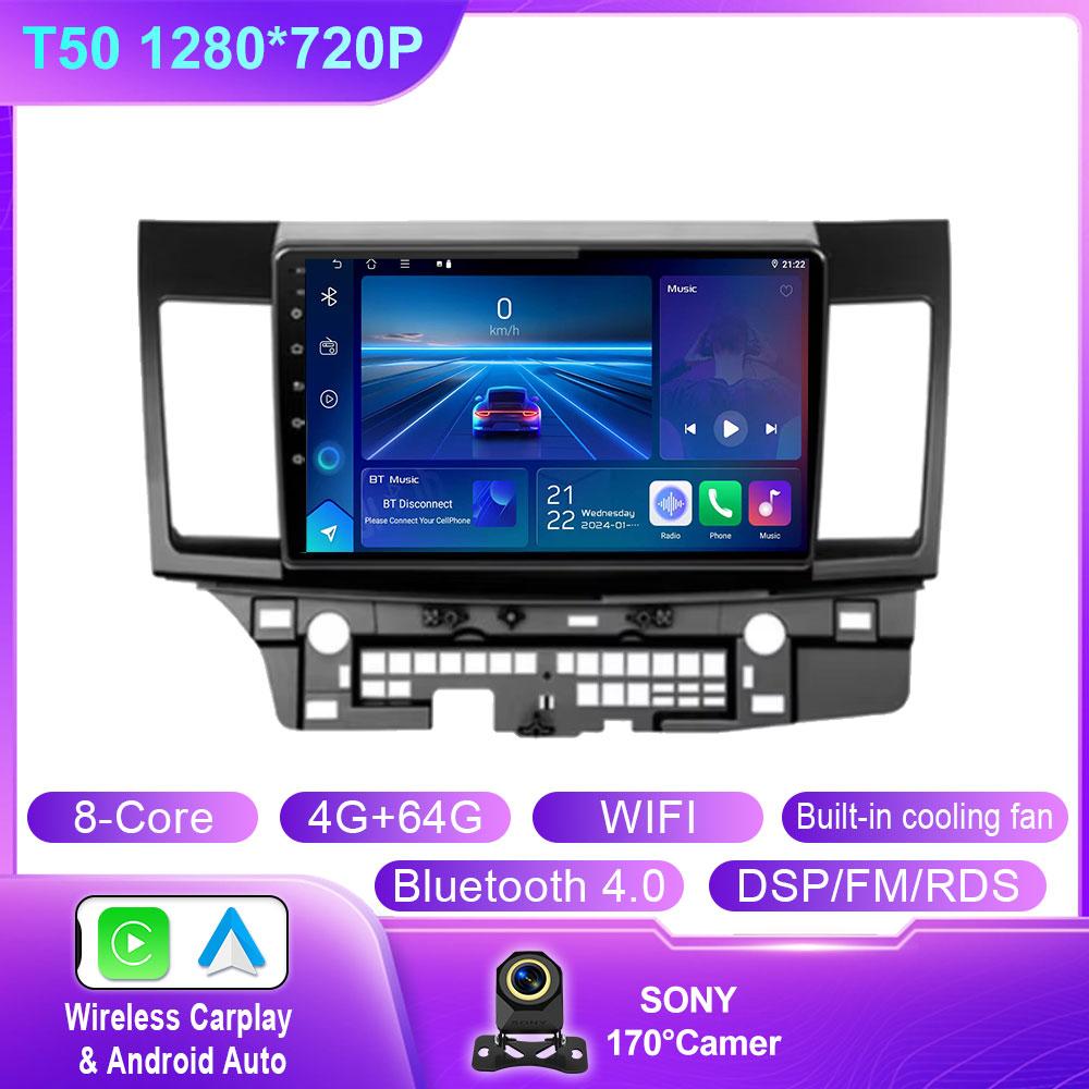 For MITSUBISHI LANCER 9 10 X 2008 2009 2010 2011 - 2016 Car Android 14 Car Radio Stereo Audio GPS Player Carplay Auto Screen 4G