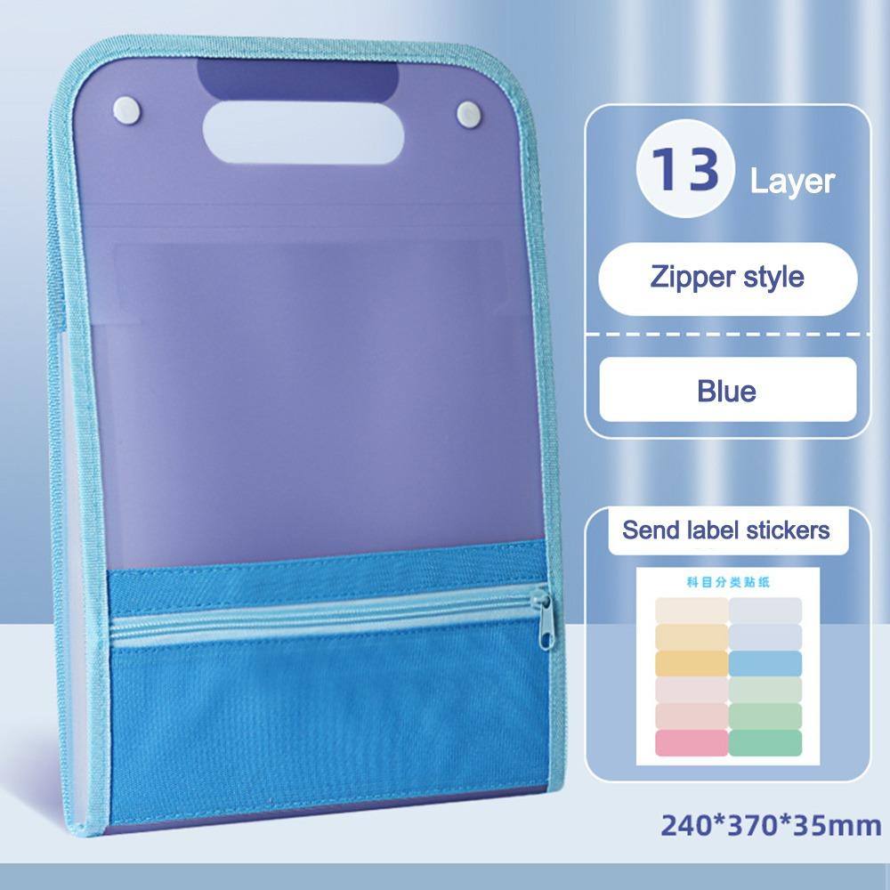 

Large Capacity Accordion Zipper Bag 13 Pockets Organ Bag Portable A4 File Folder for Students