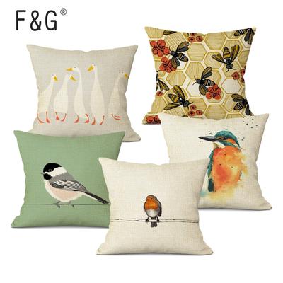 Animal Decorative Throw Pillow Case 45x45CM Birds Print Cushions Cover for Home Decor Sofa Lumbar Pillows Cover