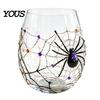 Exquisite Holiday Gifts for Friends Halloween 3D Embossed Glass, Pumpkin Ghost Spider Web Painted Tumbler, Stylish Party Drinkware Accessories