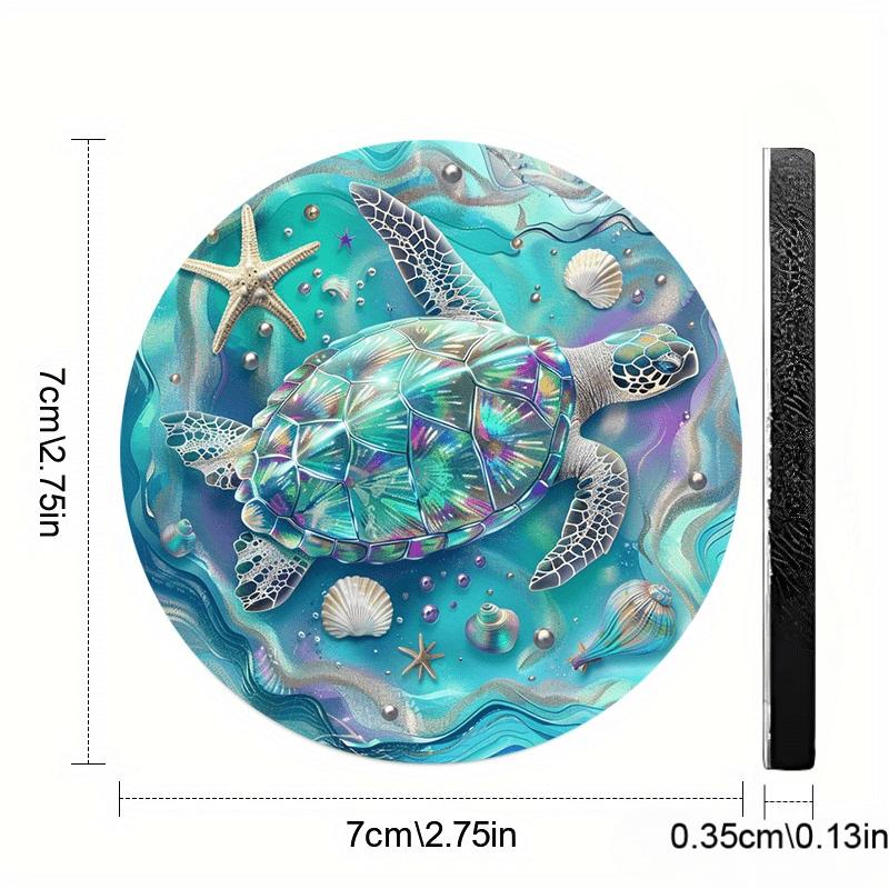 Pair of EVA Car Coasters Featuring a Sea Turtle Pattern - Non-Slip Universal Inserts for Vehicle Cup Holders