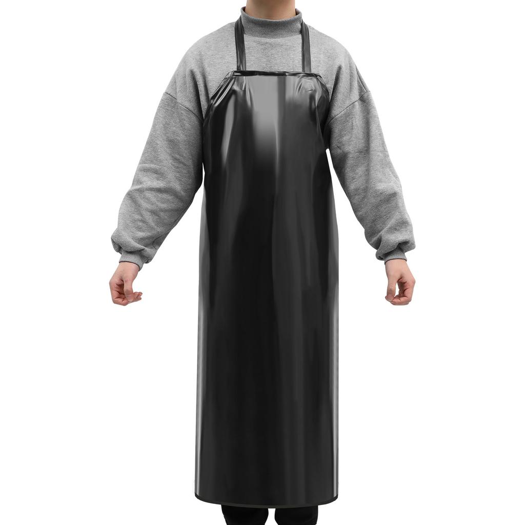 Waterproof Heavy Duty PVC Apron Black 110x80cm Oil Chemical Paint Grease Proof Industrial Kitchen Cleaning Workshop Apron Unisex