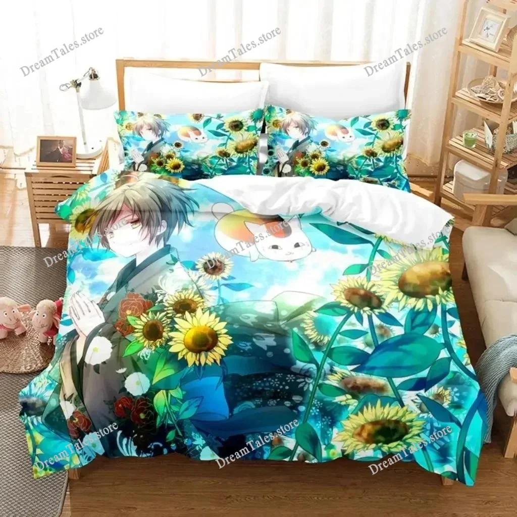 Anime Natsume Book Of Friends Nyanko Bedding Set,Girls Boys Adult Single Twin Queen Size,Duvet Cover Pillowcase Bedding