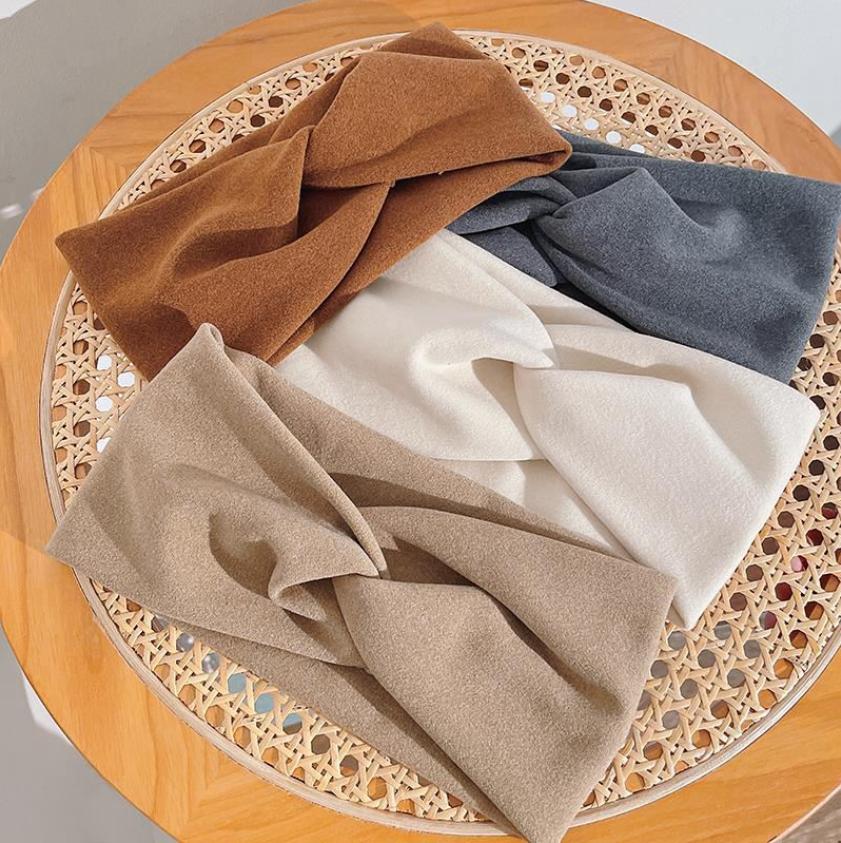 Cashmere Wide Headbands for Women Elastic Cross Hairbands Soft Turban Headwrap Solid Bandana Bandage Head Scarf Hair Accessories