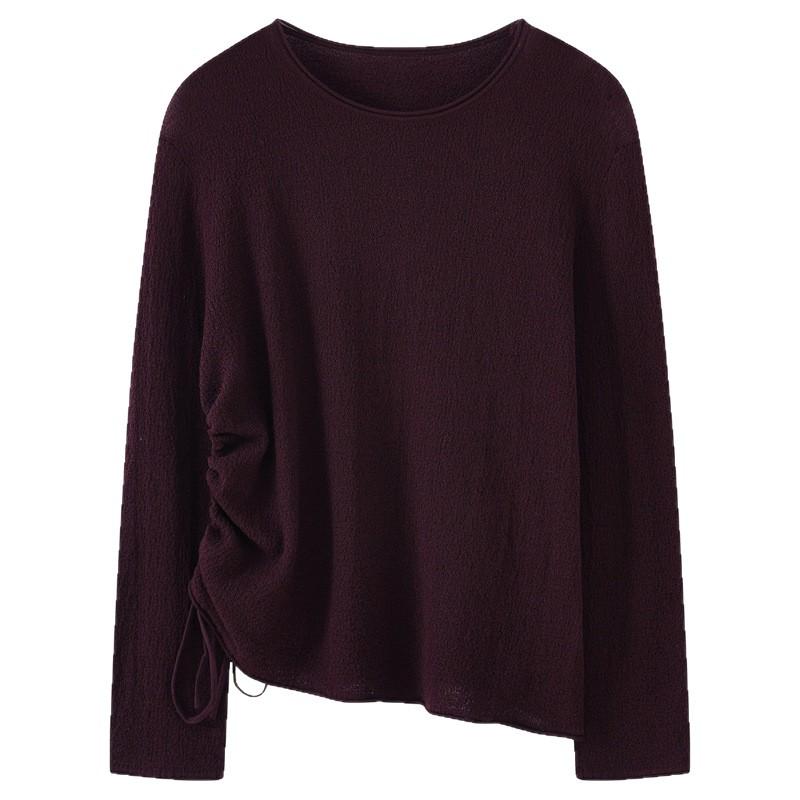 2026 Spring/Summer Women's Knit Sweater with Drawstring Detail - Versatile and Stylish Top