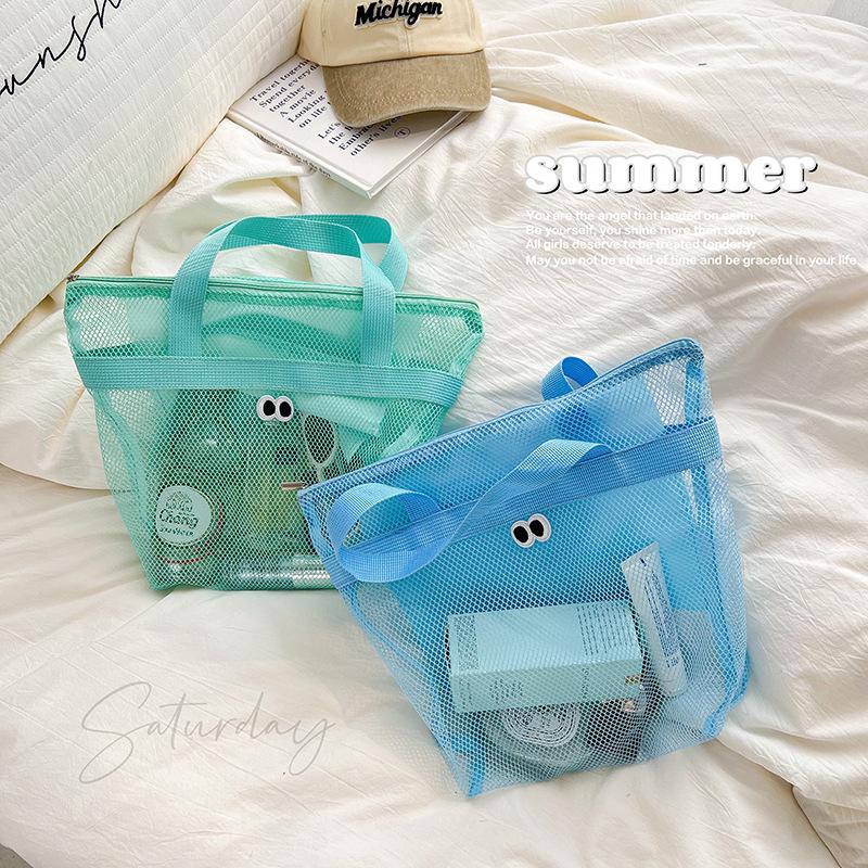 Large Portable Storage Bag For Seaside Vacation Mesh Handbag For Swimming And Fitness Portable Storage Bag For Toiletries