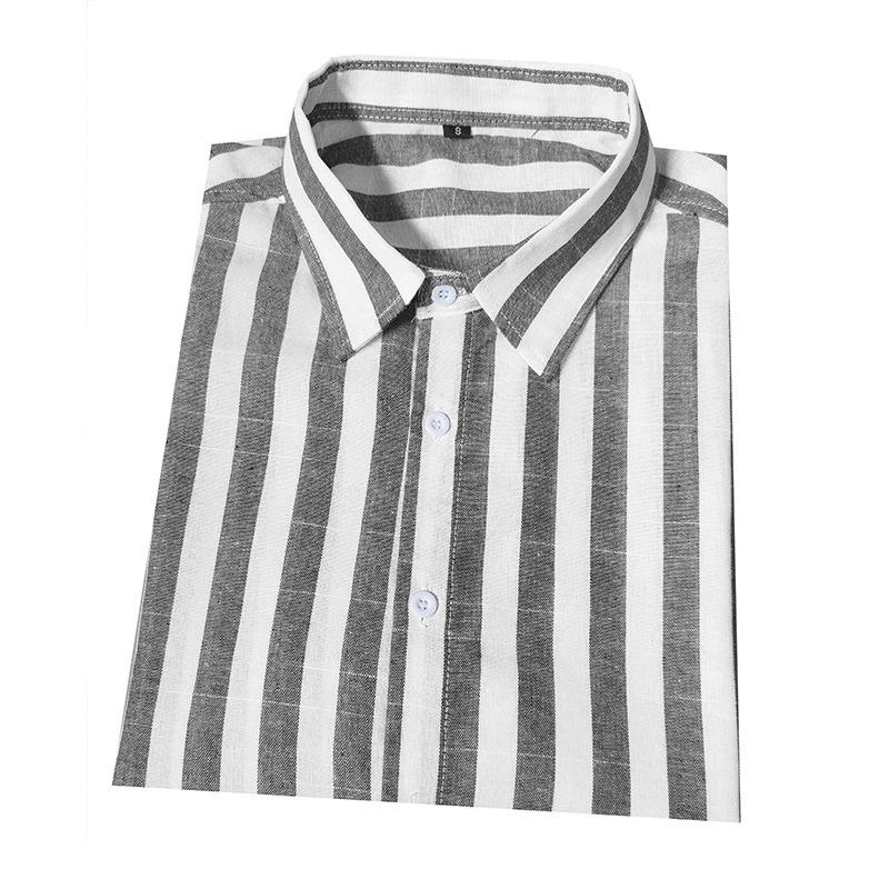 Men Casual Striped Short Sleeve Outdoor Beach Hawaiian Shirt