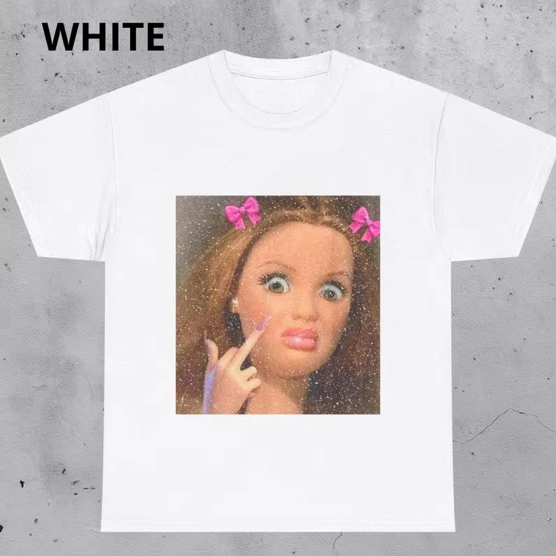 Funny Doll Meme Graphic Tshirt Women Unisex Oversized Y2k Sarcastic Humor Tee Streetwear Harjauku Hip Hop Tee Female Male Clothing