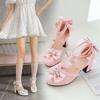 Girls High Heels 2026 Ladies Heels Sandals Sweet Bow Lace Princess Mary Jane Lolita Shoes Party High Heel Women Pumps Pink