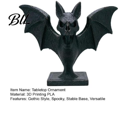 Creative Halloween Gifts 3D Printed Bat Figurine, Gothic Black Sculpture, Spooky Durable PLA Statue Tabletop Ornament for Home Shelf Desk Decoration