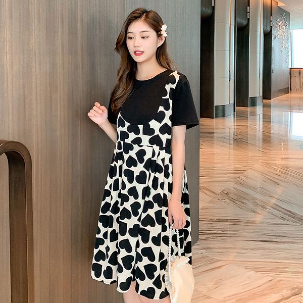 

2023 Summer Women s Love Splice Two-Piece Suspender Dress - Loose & Slim Fit XXL