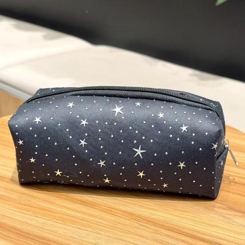 Star Print Canvas Pencil Pouch Multicolor Large Capacity Pen Holder for School Students Office Workers