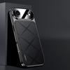KEYSION Luxury Grid Pattern PU Leather Case for iPhone 17 Pro Max Plating TPU Camera Protection Phone Cover for iPhone 17 Air
